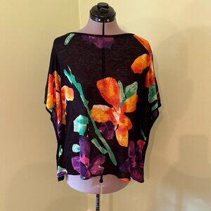 $149 Ralph Lauren Polo Shawl Cover Wrap 100% linen Black floral Small Excellent